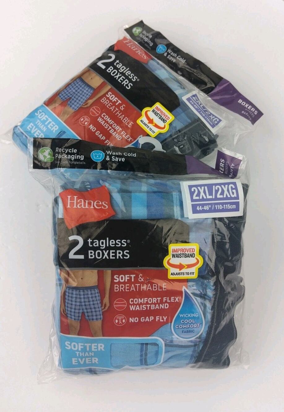 Hanes Mens 4-Pack Tagless Boxers Comfort Flex Waistband Size 2XL (44-46")